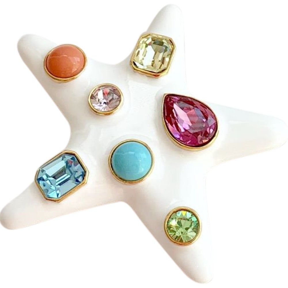 KENNETH JAY LANE, WHITE ENAMEL PASTEL CRYS…